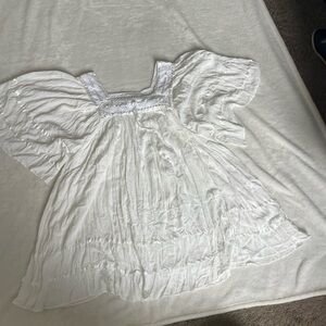 Olivaceous Boho Peasant White Swing Dress